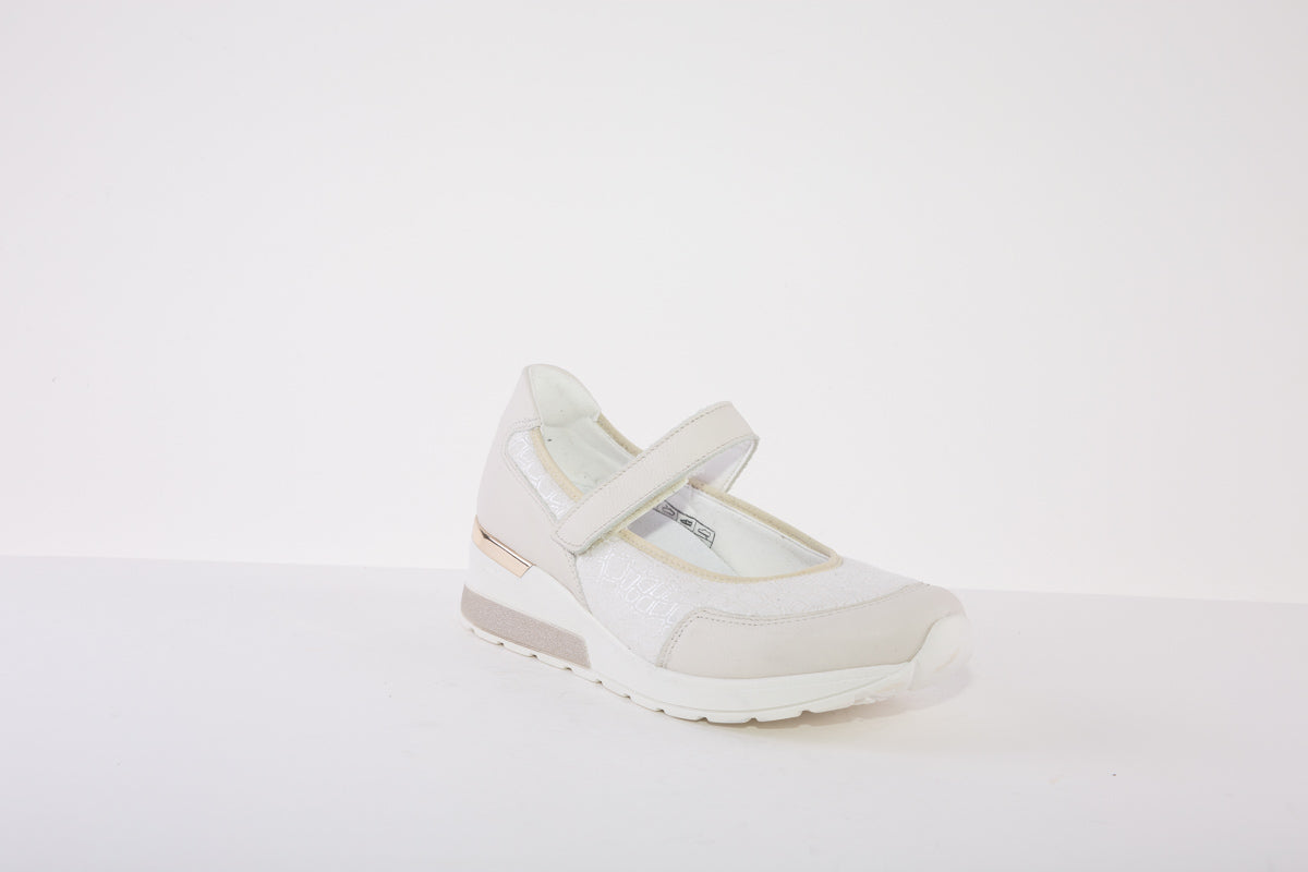 WALDLAUFER 939H32 201 H-CLARA LOW WEDGE STRAP SHOE - CREAM