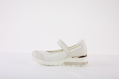 WALDLAUFER 939H32 201 H-CLARA LOW WEDGE STRAP SHOE - CREAM