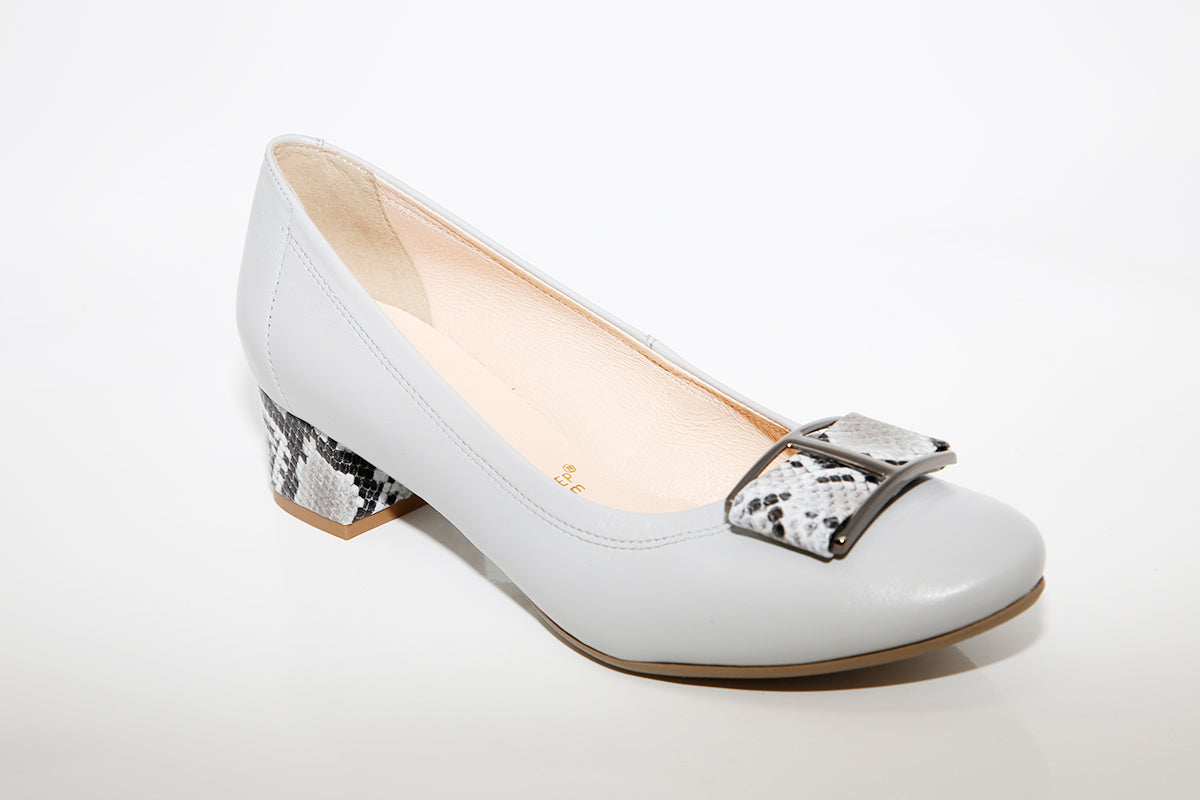 BIOECO BY ARKA - 5632 MEDIUM HEEL SHOE - GREY LEATHER
