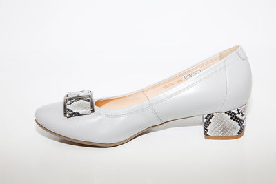 BIOECO BY ARKA - 5632 MEDIUM HEEL SHOE - GREY LEATHER