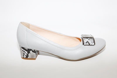 BIOECO BY ARKA - 5632 MEDIUM HEEL SHOE - GREY LEATHER