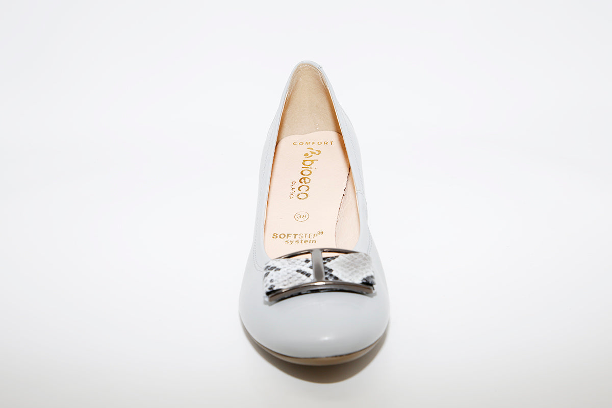 BIOECO BY ARKA - 5632 MEDIUM HEEL SHOE - GREY LEATHER