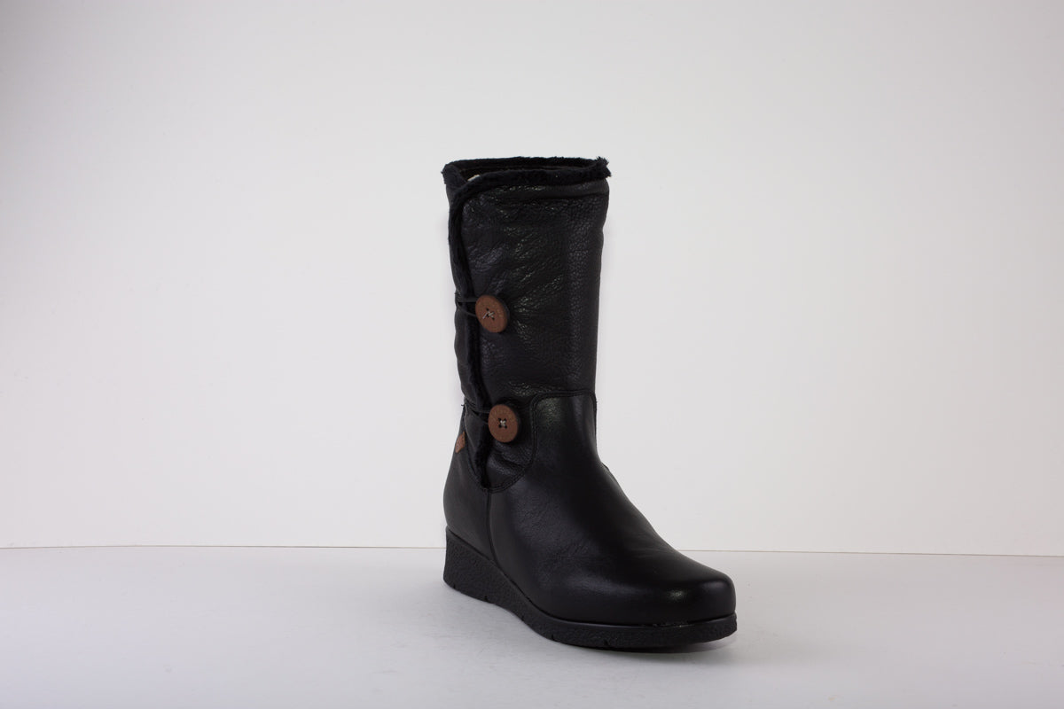 VALERIAS 8543  FLAT ZIP CALF-LENGTH  BOOT - BLACK