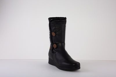VALERIAS 8543  FLAT ZIP CALF-LENGTH  BOOT - BLACK