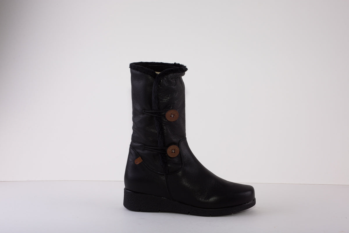 VALERIAS 8543  FLAT ZIP CALF-LENGTH  BOOT - BLACK