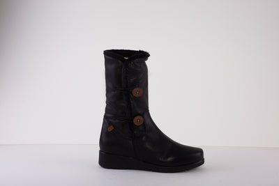VALERIAS 8543  FLAT ZIP CALF-LENGTH  BOOT - BLACK