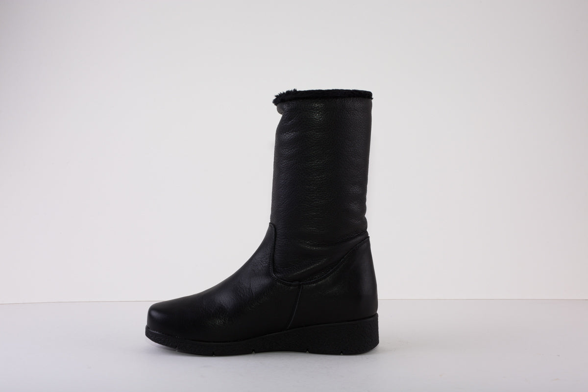 VALERIAS 8543  FLAT ZIP CALF-LENGTH  BOOT - BLACK