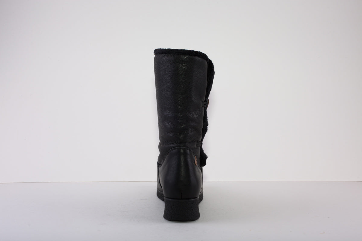 VALERIAS 8543  FLAT ZIP CALF-LENGTH  BOOT - BLACK