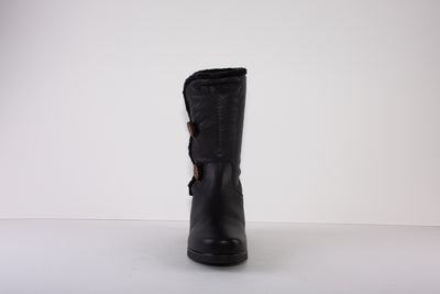 VALERIAS 8543  FLAT ZIP CALF-LENGTH  BOOT - BLACK