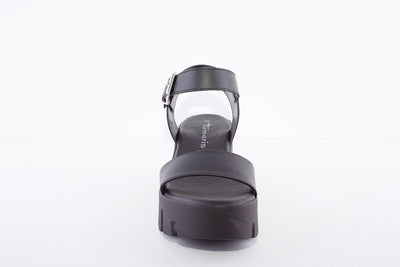 TAMARIS - PLATFORM WEDGE SANDAL - BLACK