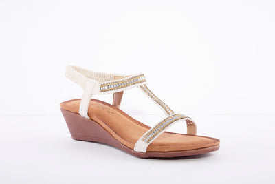 LUNAR - JLH072 Tabitha Wedged 'T' Bar Sandal White