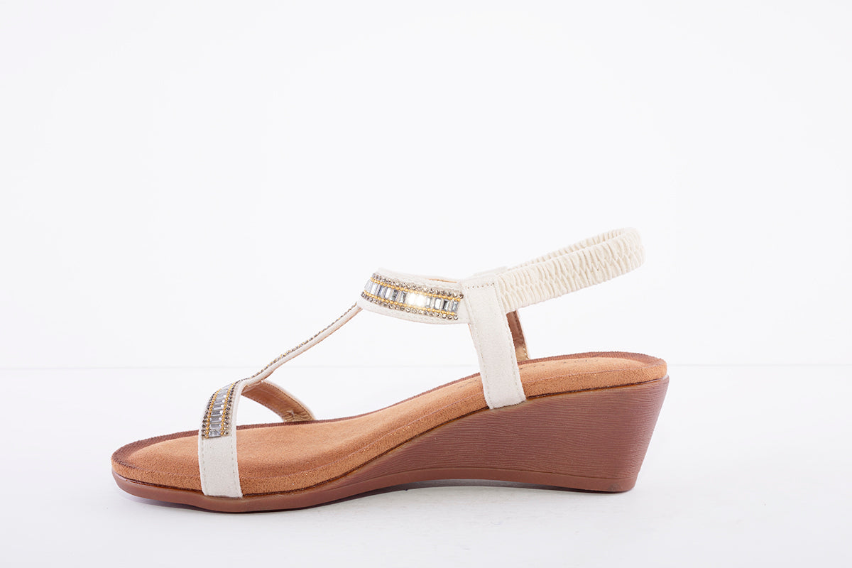 LUNAR - JLH072 Tabitha Wedged 'T' Bar Sandal White