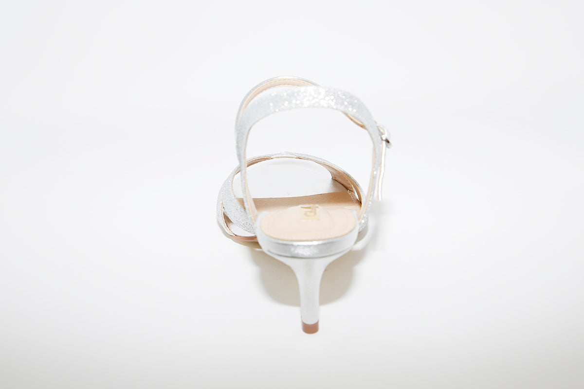 GLAMOUR - MEDIUM HEEL DRESSY SANDAL - SILVER SHIMMER