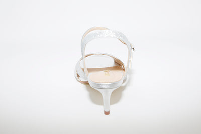 GLAMOUR - MEDIUM HEEL DRESSY SANDAL - SILVER SHIMMER