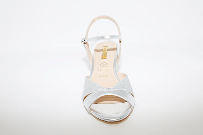 GLAMOUR - MEDIUM HEEL DRESSY SANDAL - SILVER SHIMMER