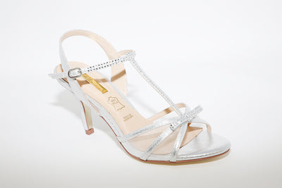 GLAMOUR - HEEL DRESSY STRAP SANDAL - SILVER