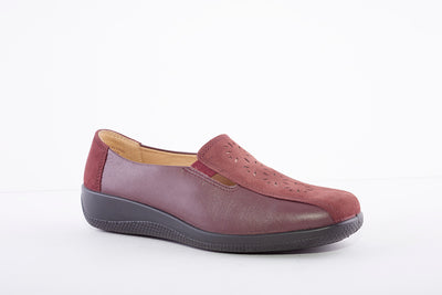 HOTTER - Calypso Burgendy Leather Slip On Shoe