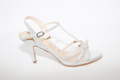 GLAMOUR - HEEL DRESSY STRAP SANDAL - SILVER