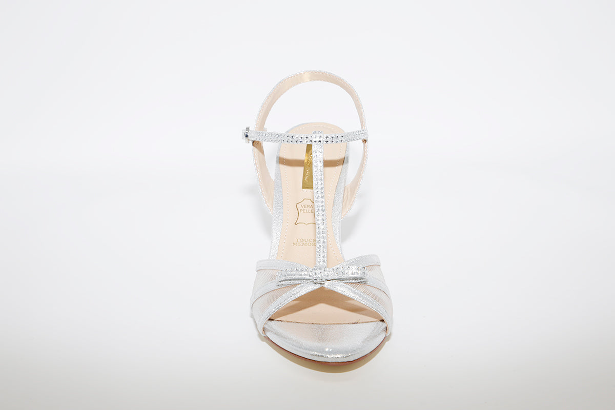 GLAMOUR - HEEL DRESSY STRAP SANDAL - SILVER
