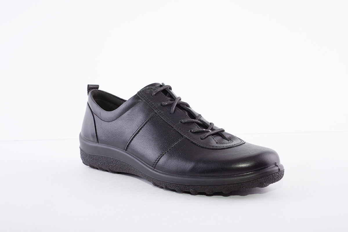 HOTTER - Tansy Black Leather Lace Shoes