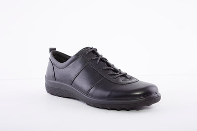HOTTER - Tansy Black Leather Lace Shoes