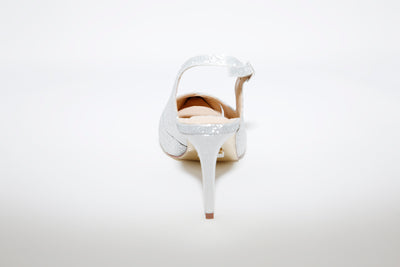 GLAMOUR - DRESSY HEEL SLING BACK SHOE - SILVER