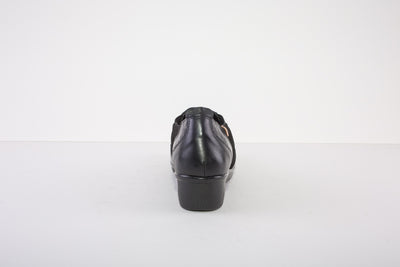 VALERIAS 8550  LOW WEDGE SLIP-ON GUSSET SHOE - BLACK