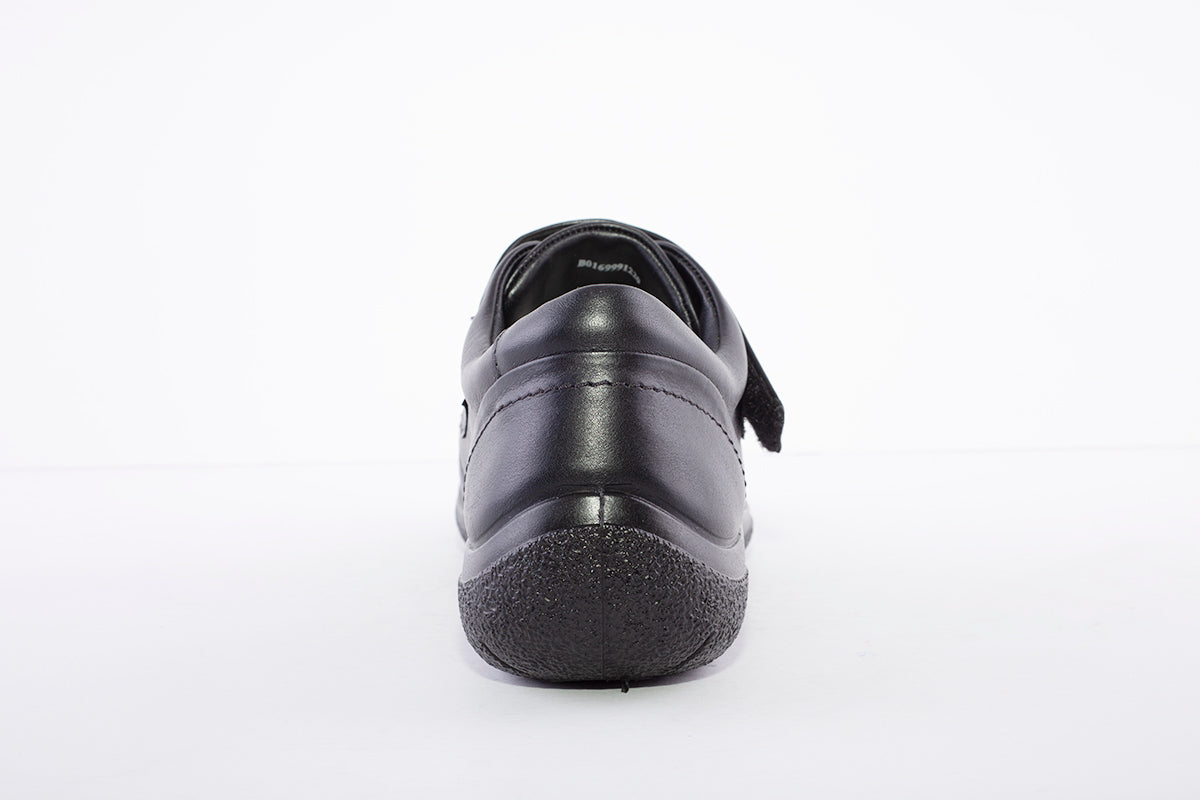 HOTTER - Sweet Black Leather Velcro Shoe