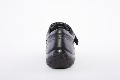 HOTTER - Sweet Black Leather Velcro Shoe
