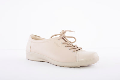 HOTTER - Dew Beige Leather Lace Shoe
