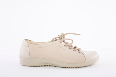 HOTTER - Dew Beige Leather Lace Shoe