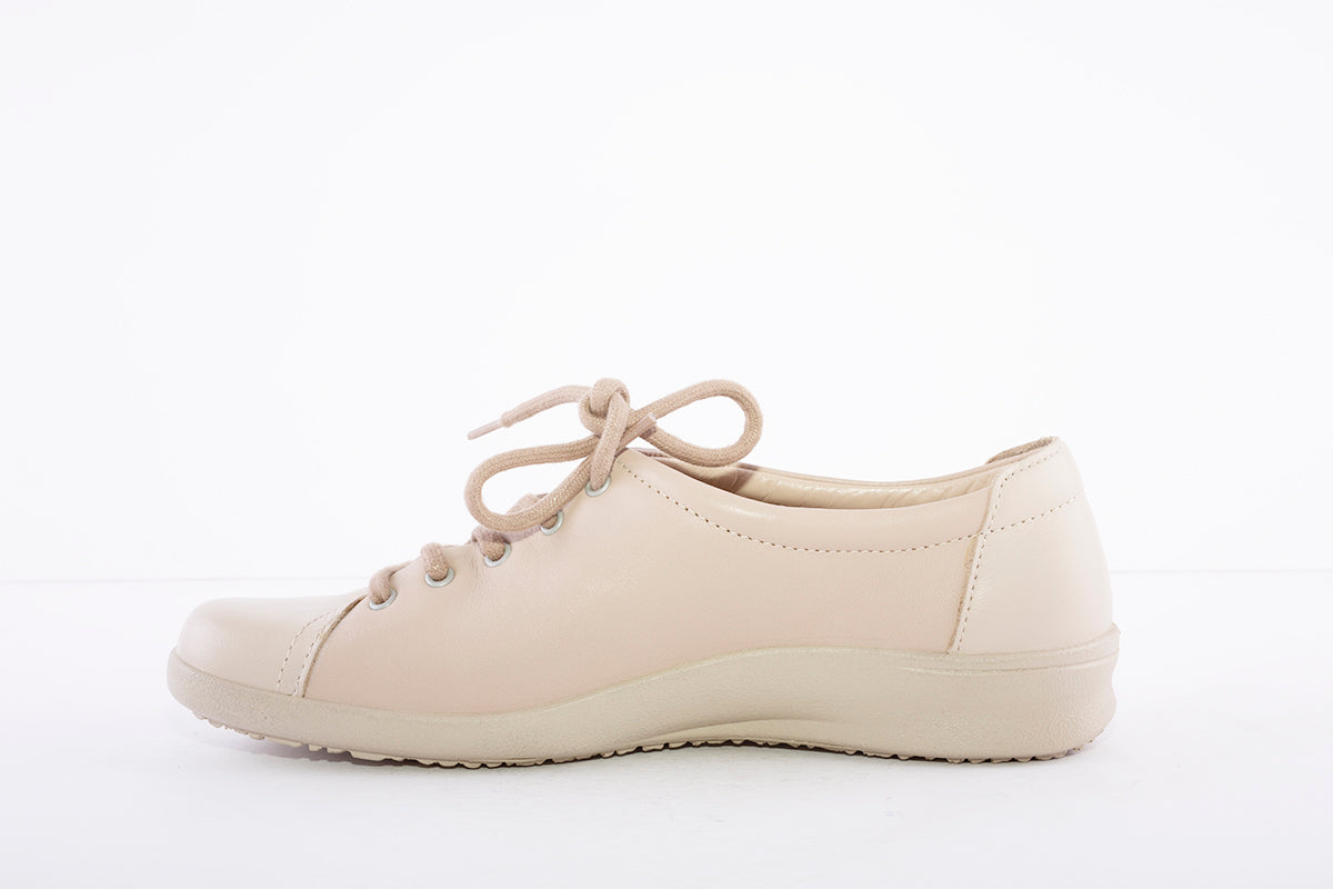 HOTTER - Dew Beige Leather Lace Shoe