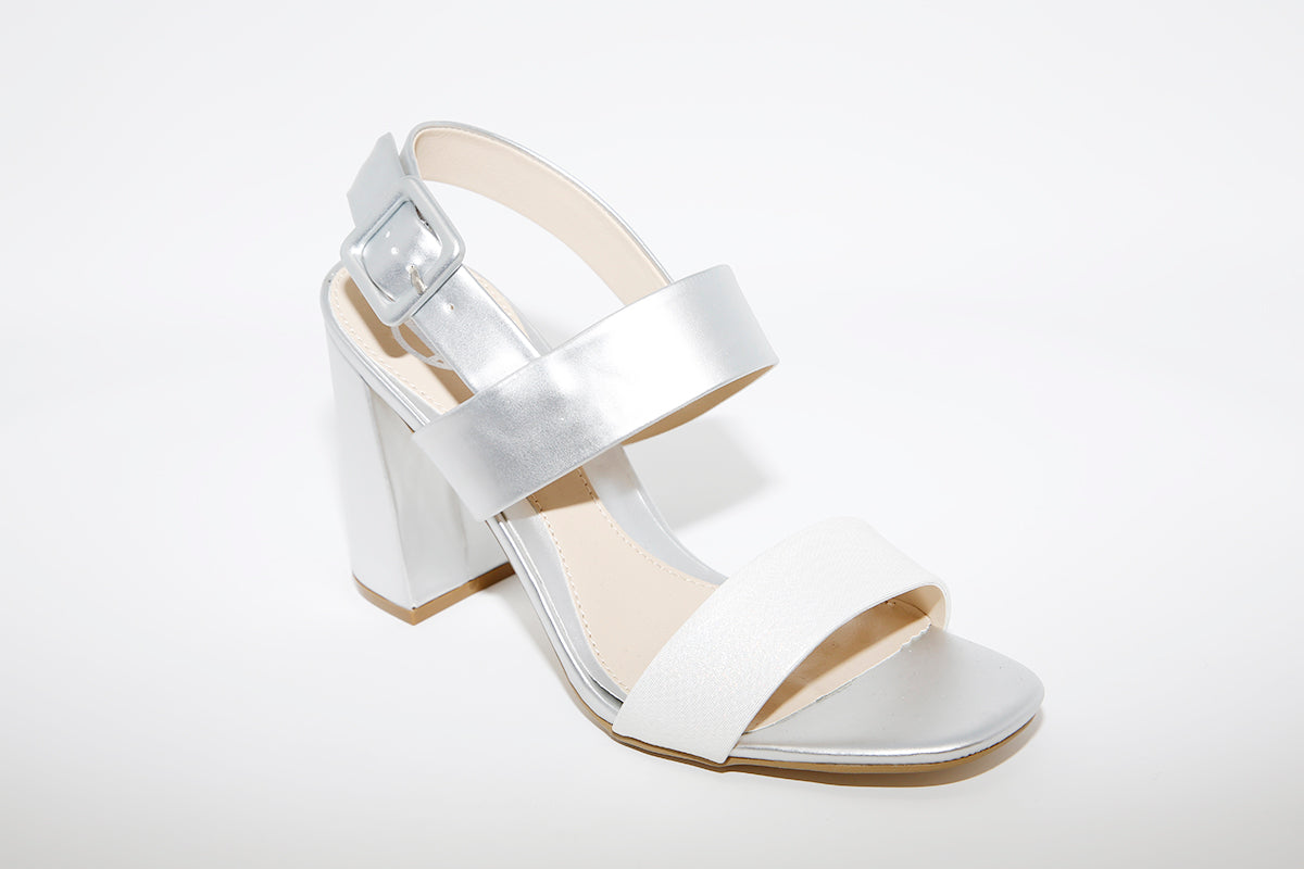 MILLIE & CO - BLOCK HEEL DRESSY SANDAL - SILVER
