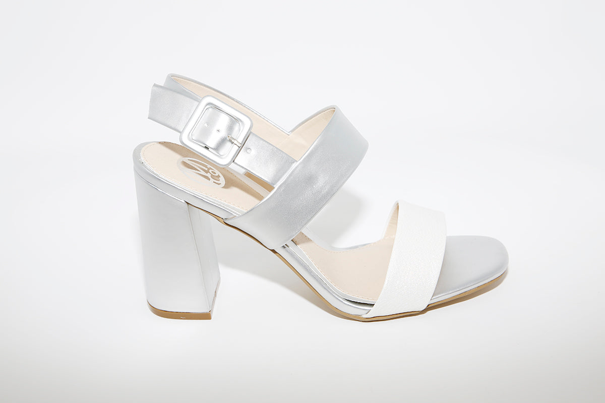 MILLIE & CO - BLOCK HEEL DRESSY SANDAL - SILVER