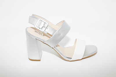 MILLIE & CO - BLOCK HEEL DRESSY SANDAL - SILVER
