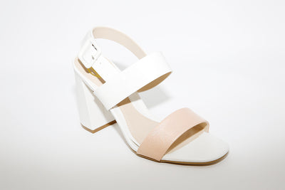MILLIE & CO - BLOCK HEEL DRESSY SANDAL - WHITE/NUDE