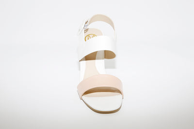 MILLIE & CO - BLOCK HEEL DRESSY SANDAL - WHITE/NUDE