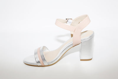 MILLIE & CO - BLOCK HEEL DRESSY SANDAL - SILVER/PINK