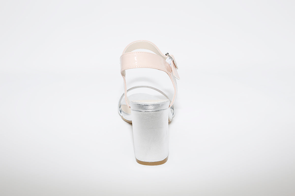 MILLIE & CO - BLOCK HEEL DRESSY SANDAL - SILVER/PINK