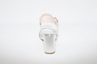 MILLIE & CO - BLOCK HEEL DRESSY SANDAL - SILVER/PINK