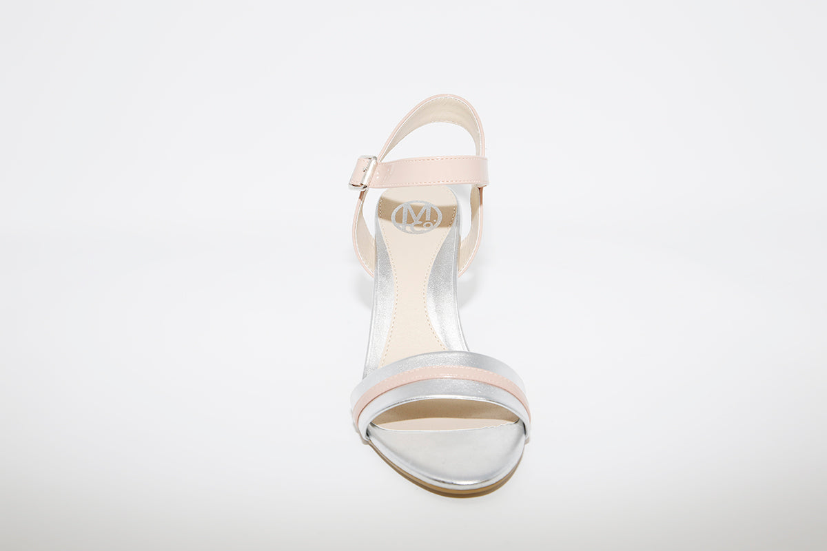 MILLIE & CO - BLOCK HEEL DRESSY SANDAL - SILVER/PINK