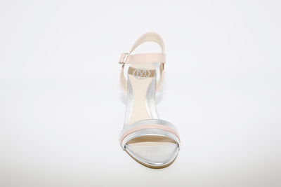 MILLIE & CO - BLOCK HEEL DRESSY SANDAL - SILVER/PINK