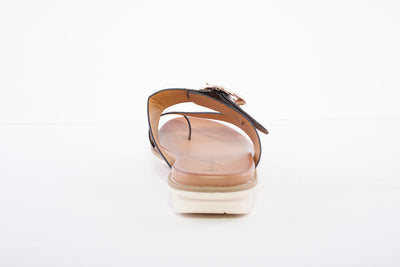 LUNAR - JLH152 Larkin Leopard Toe Loop Sandal Black