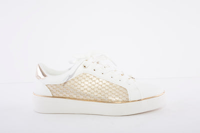 SPROX - FLAT LACED TRAINER - WHITE/GOLD