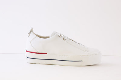 PAUL GREEN - 5017-21X LACED WEDGE FASHION SHOE - WHITE/RED/BLUE