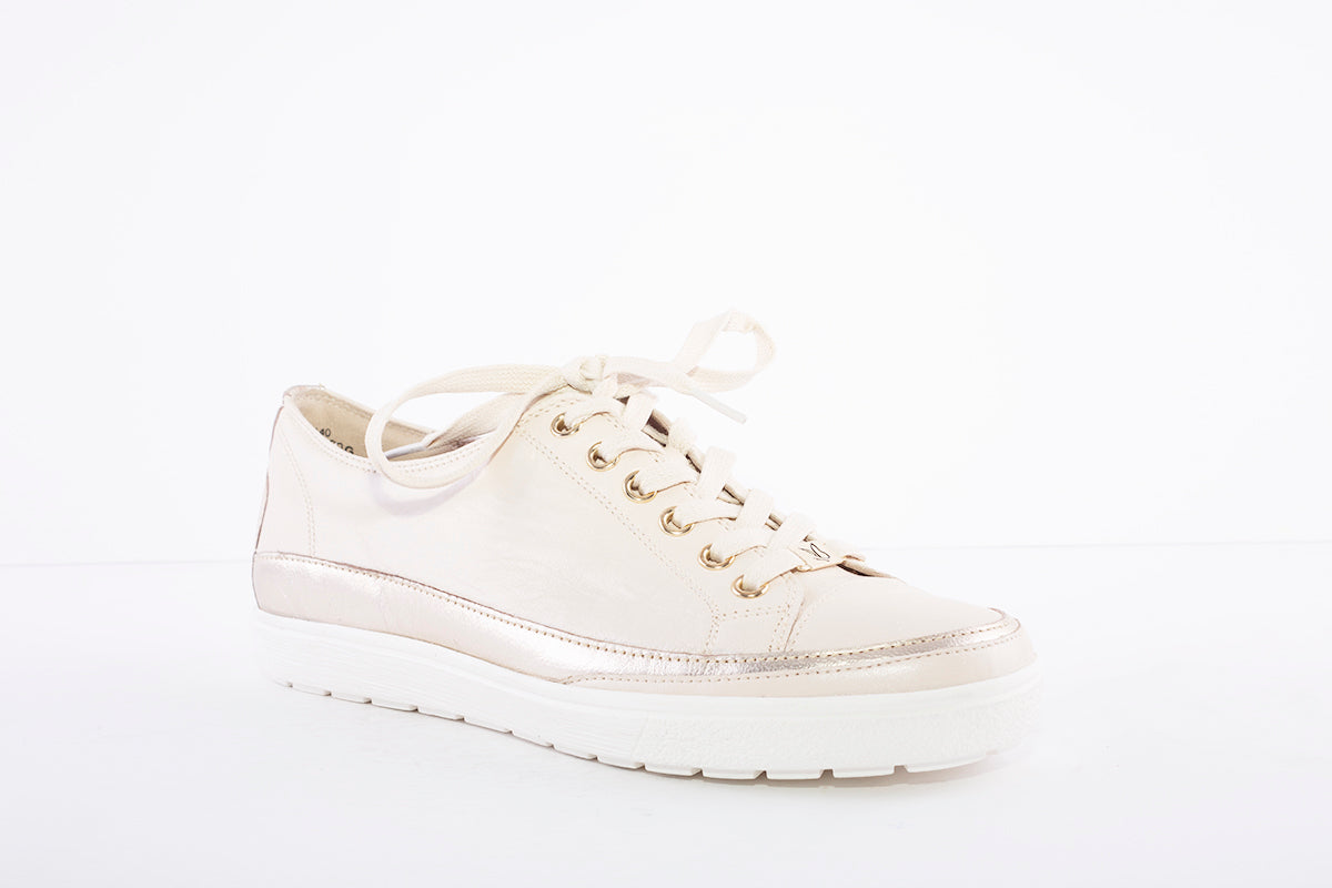 CAPRICE - LACED FASHION TRAINER - CREAM/GOLD