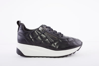 CARMELA - WEDGE LACED FASHION TRAINER - BLACK