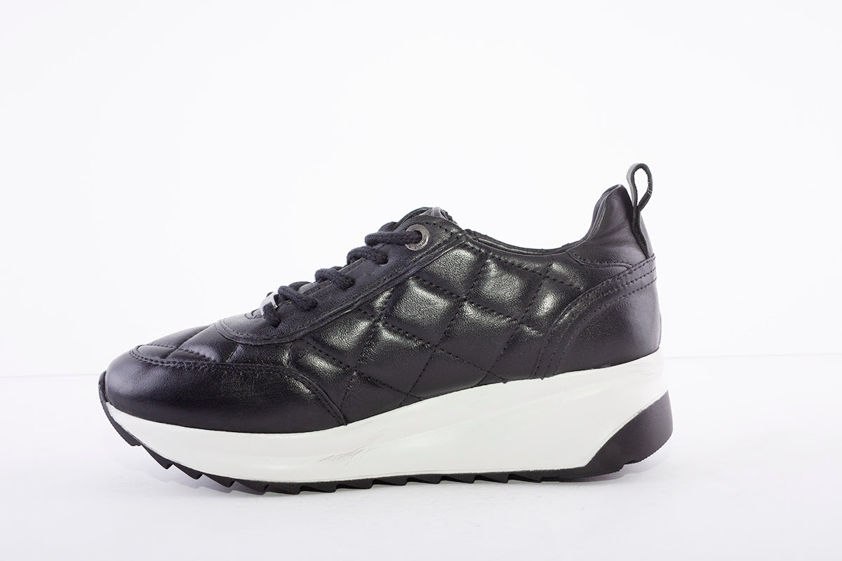 CARMELA - WEDGE LACED FASHION TRAINER - BLACK
