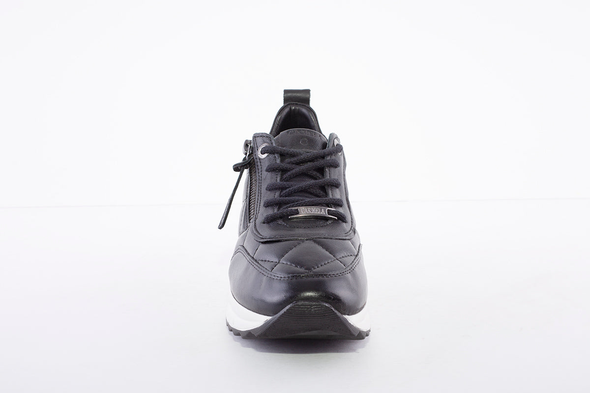 CARMELA - WEDGE LACED FASHION TRAINER - BLACK
