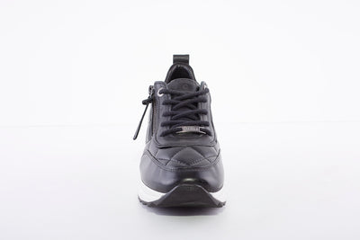CARMELA - WEDGE LACED FASHION TRAINER - BLACK